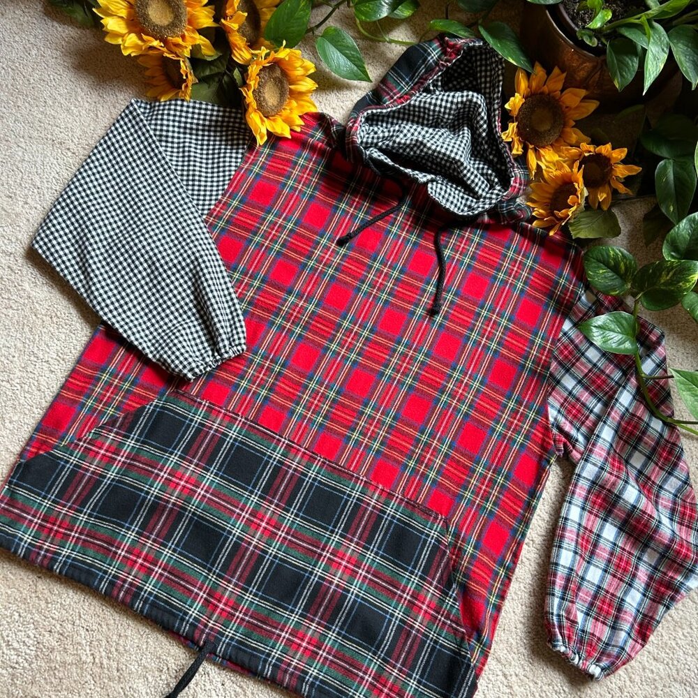 Plaid Patchwork Flannel Pullover Jacket (New) - image 2
